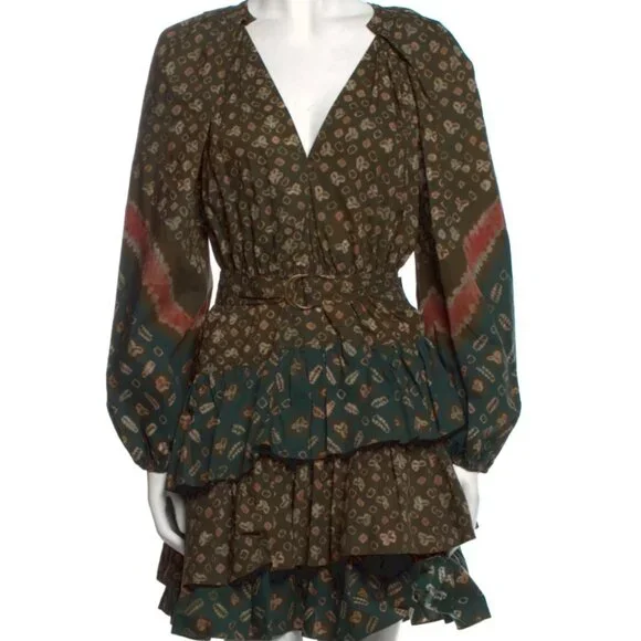 Ulla Johnson Short Military Green Dress - Size 4 Ulla Johnson Short Military Green Dress - Size 4